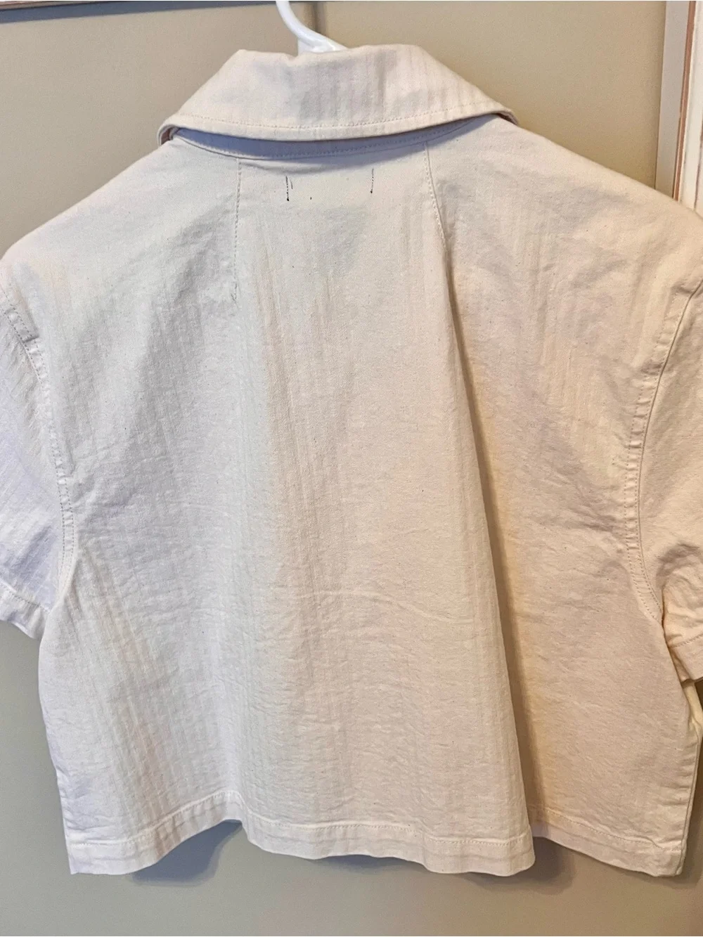 J. Crew Short Sleeve Ecru Denim Button-Front Pocket Shirt/Jacket
